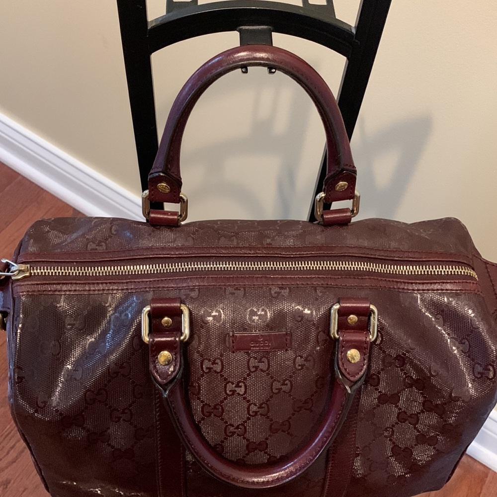 Authentic Gucci Imprime Monogram Medium Joy Boston Bordeaux - Picture 6 of 15